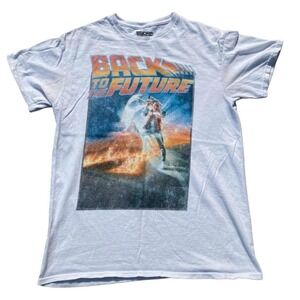 Back to the Future Graphic T-Shirt‎ Mens Medium Light Blue 80s Movie Marty McFly